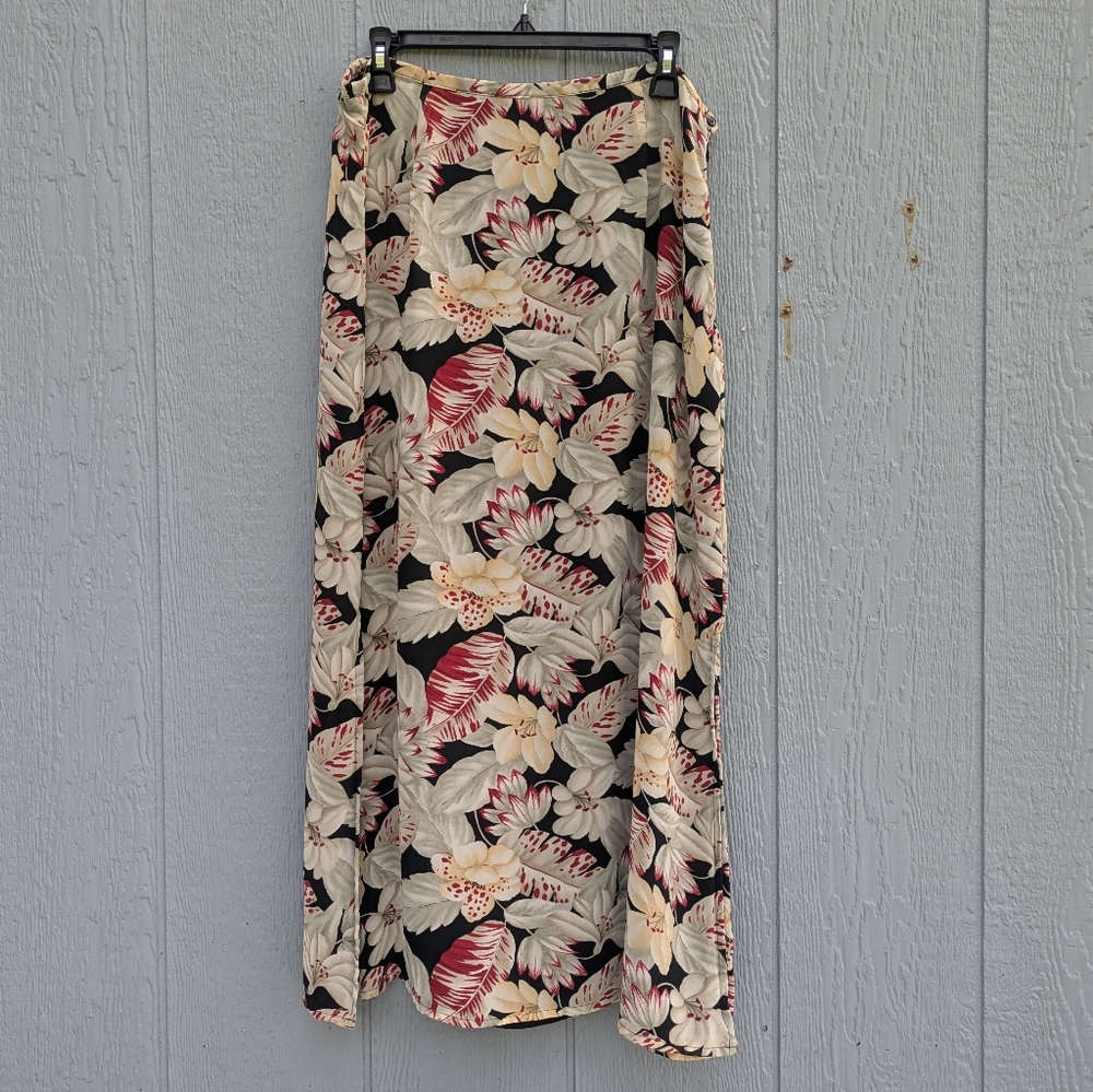 Vintage Kathie Lee Floral Chiffon Midi Skirt Size 14